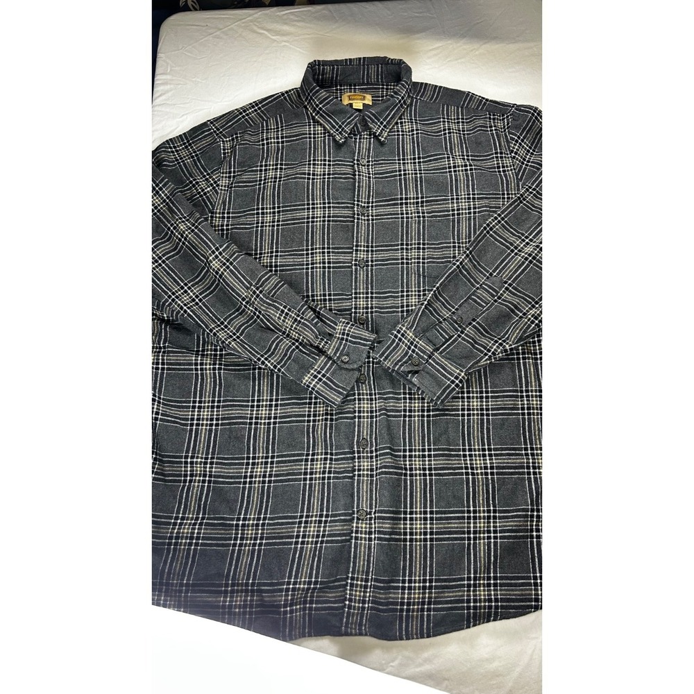 Foundry Supply Co Men's 2XLT Gray Plaid‎ Flannel Long Sleeve Shirt Button Down